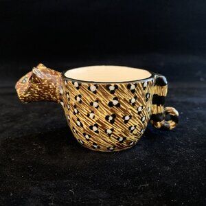 1999 Ardmore Studio Leopard Demitasse Cup South African Zulu Ceramic Pottery Vtg